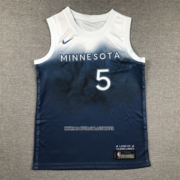 Anthony Edwards NO 5 Camiseta Nino Minnesota Timberwolves Ciudad 2023-24 Azul